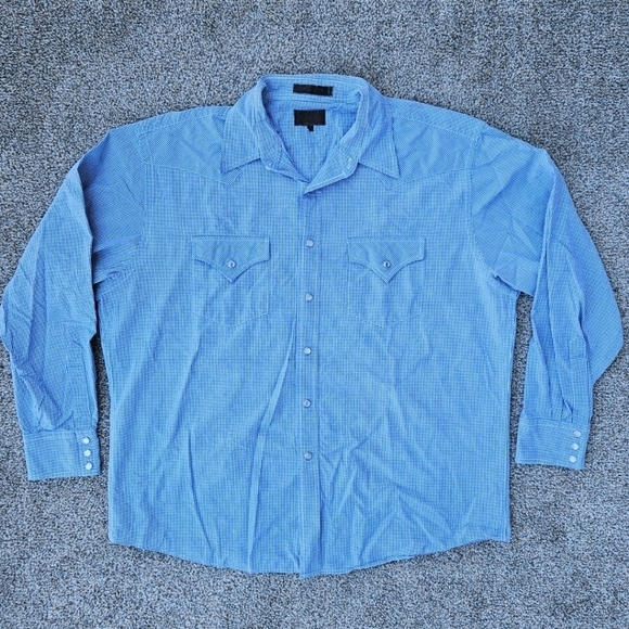 Pendleton Round Up "Let er’ buck" Blue Checked Cotton Button Up Shirt Men's XL - Picture 1 of 16